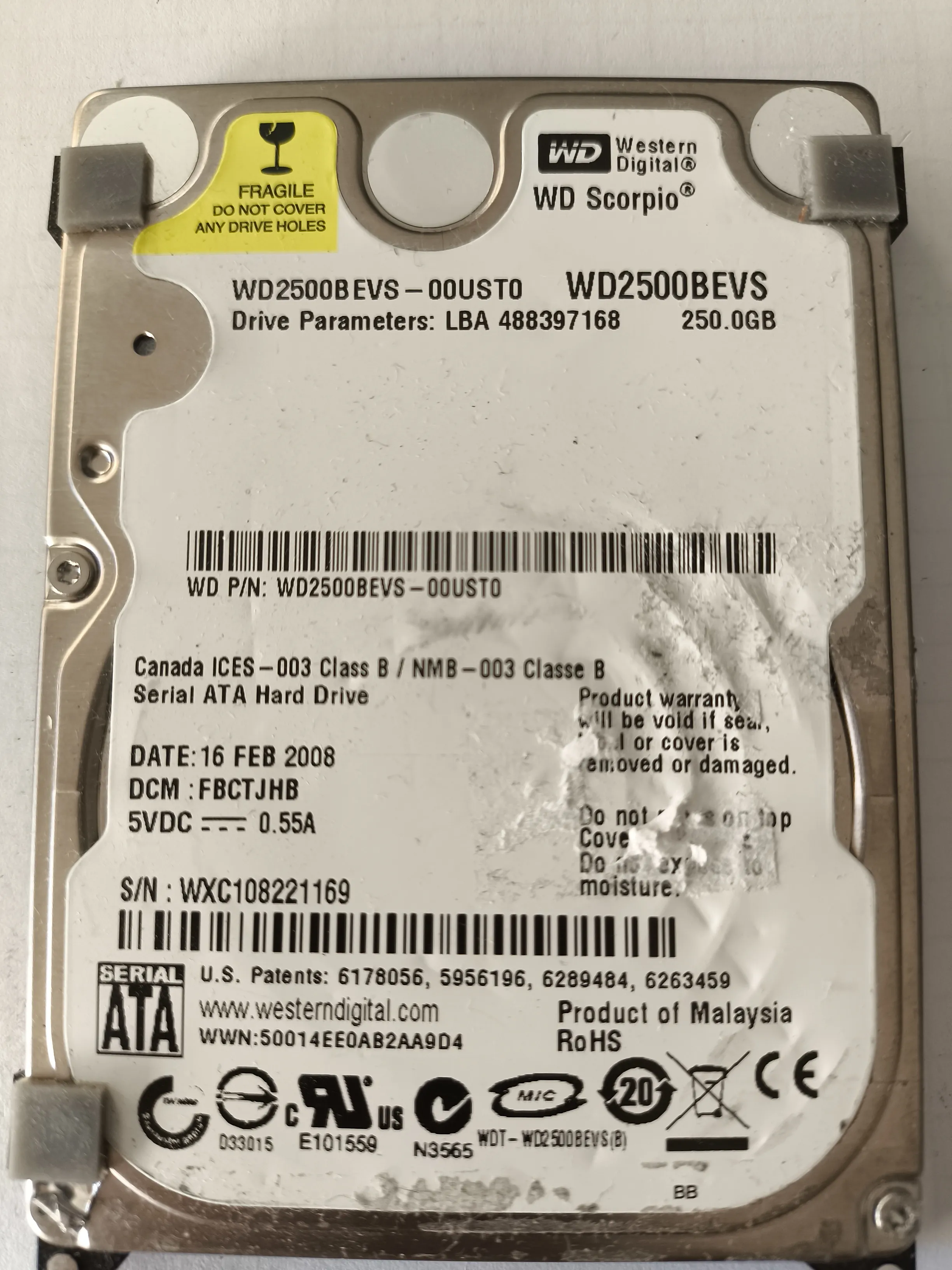 WD2500BEVS-00UST0
