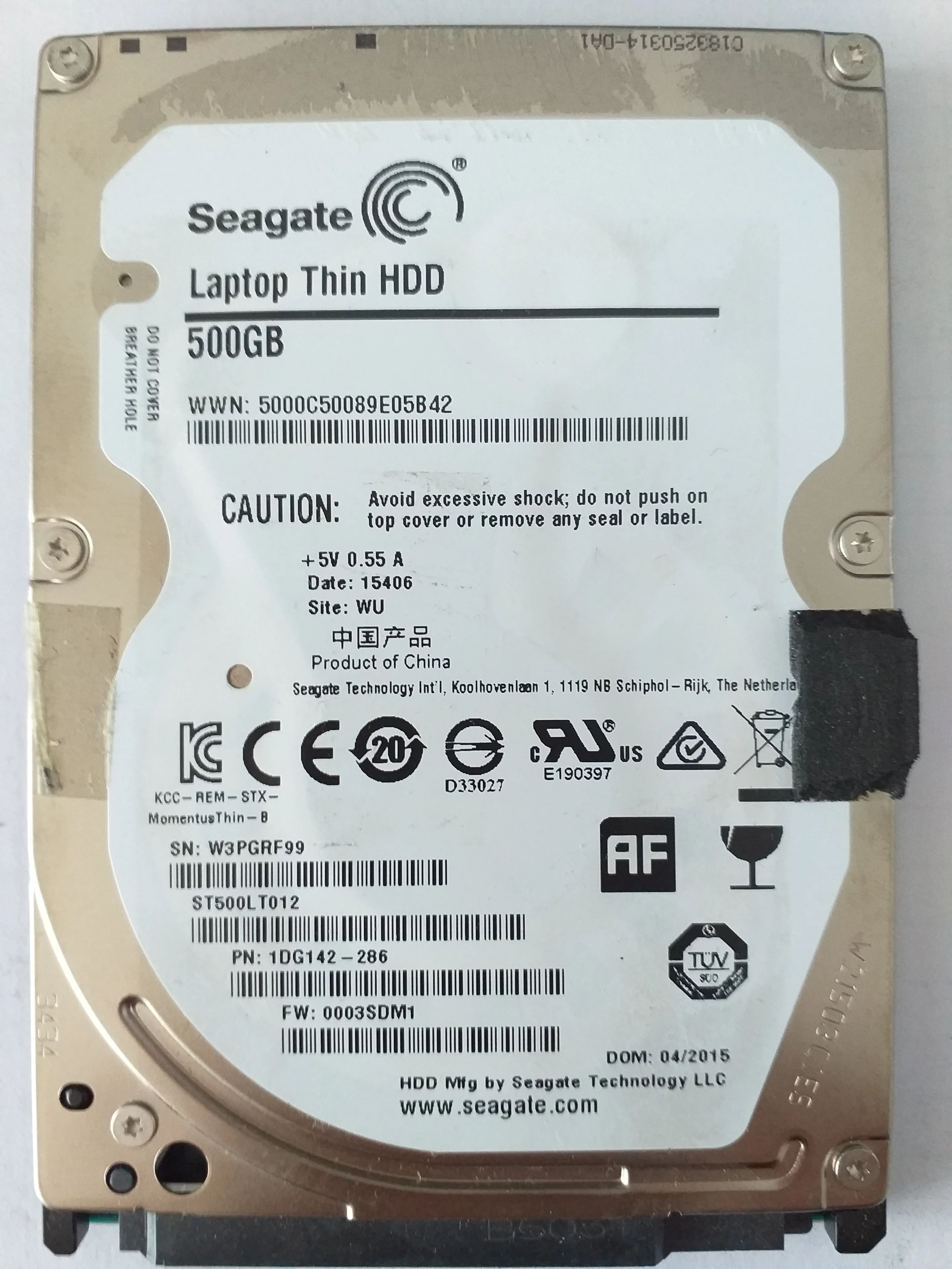 Seagate ST500LT012 S/N W3PGRF99