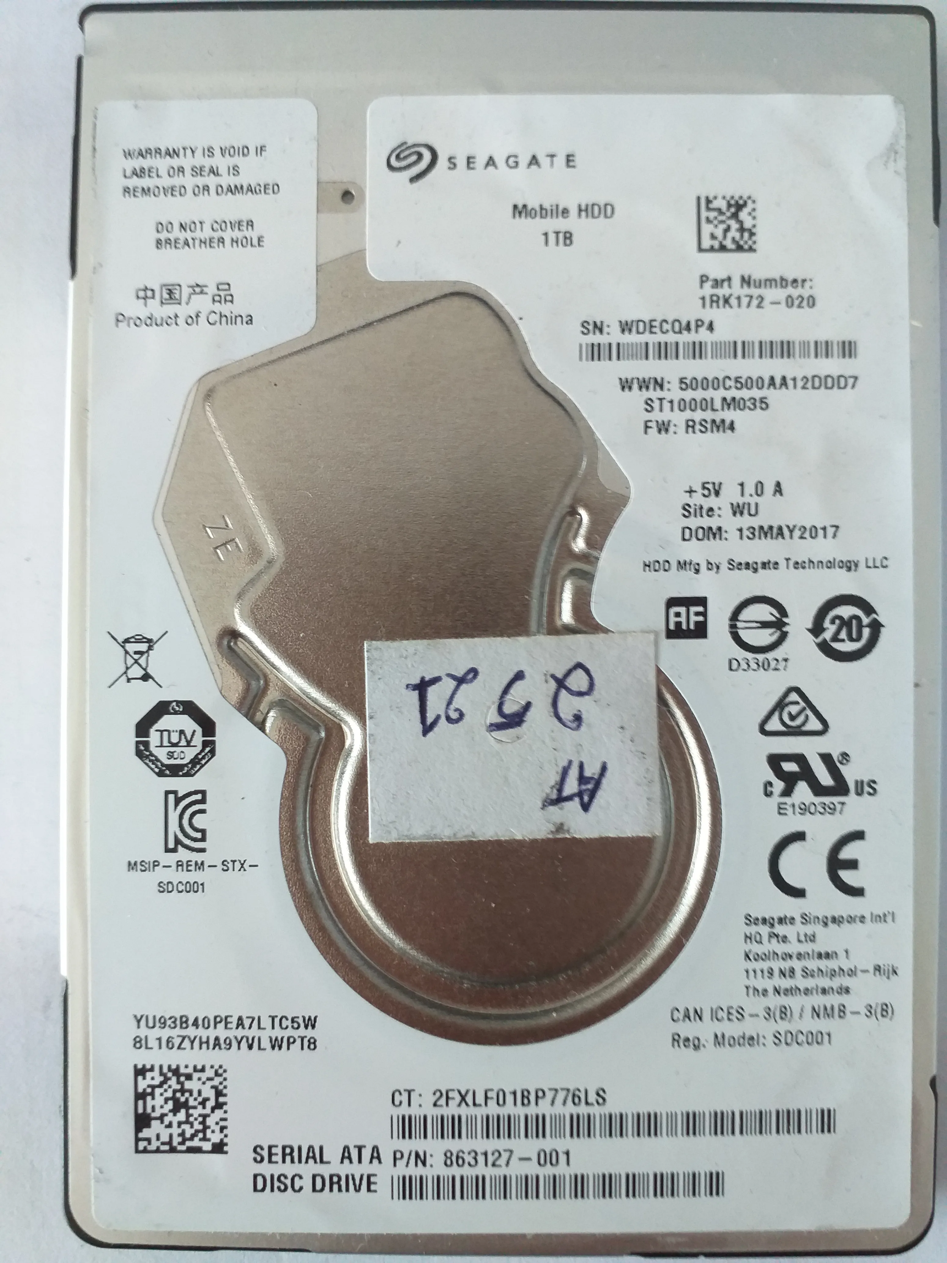 Seagate ST1000LM035 S/N WDECQ4P4