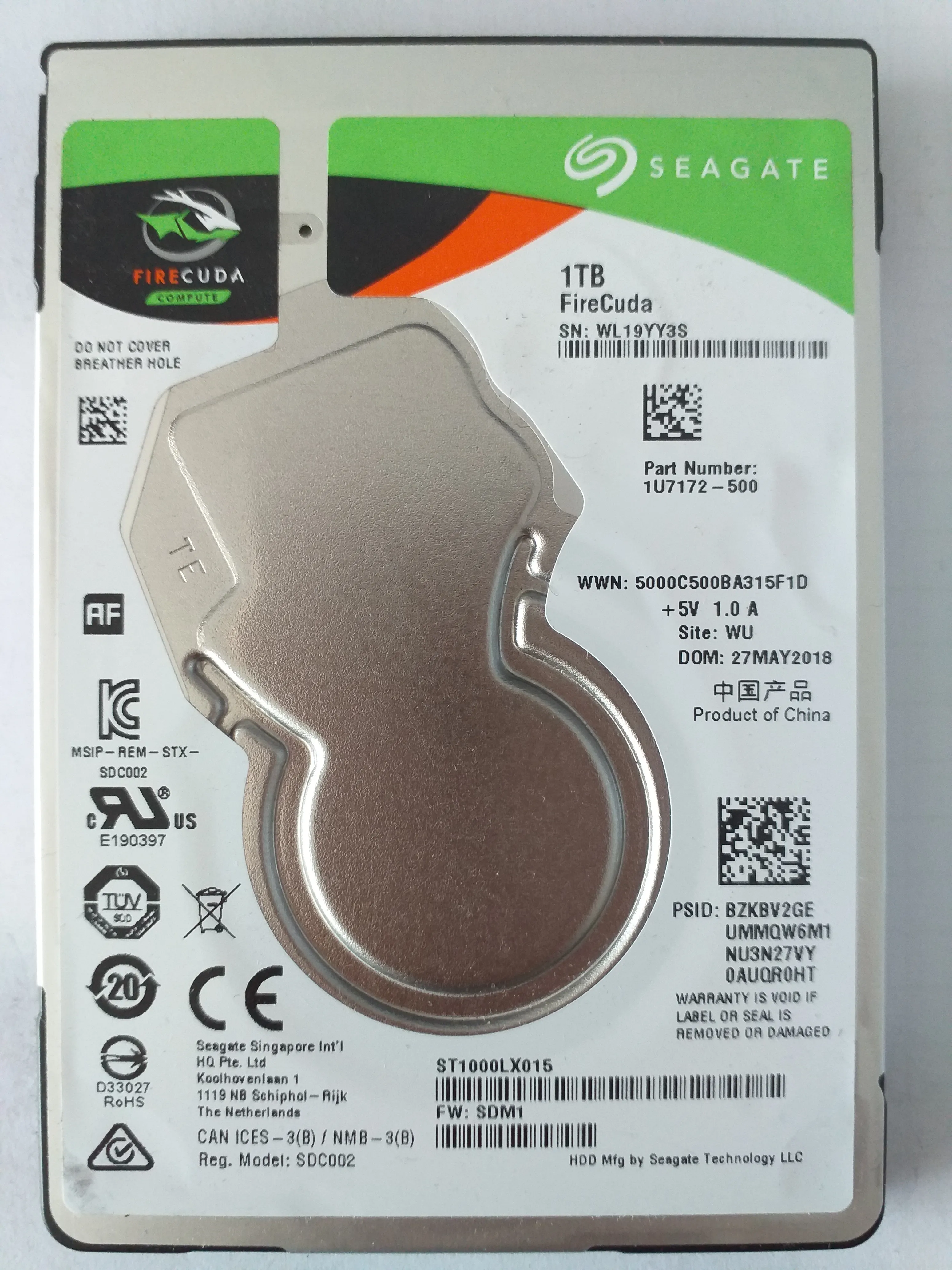 Seagate ST1000LX015 S/N WL19YY3S
