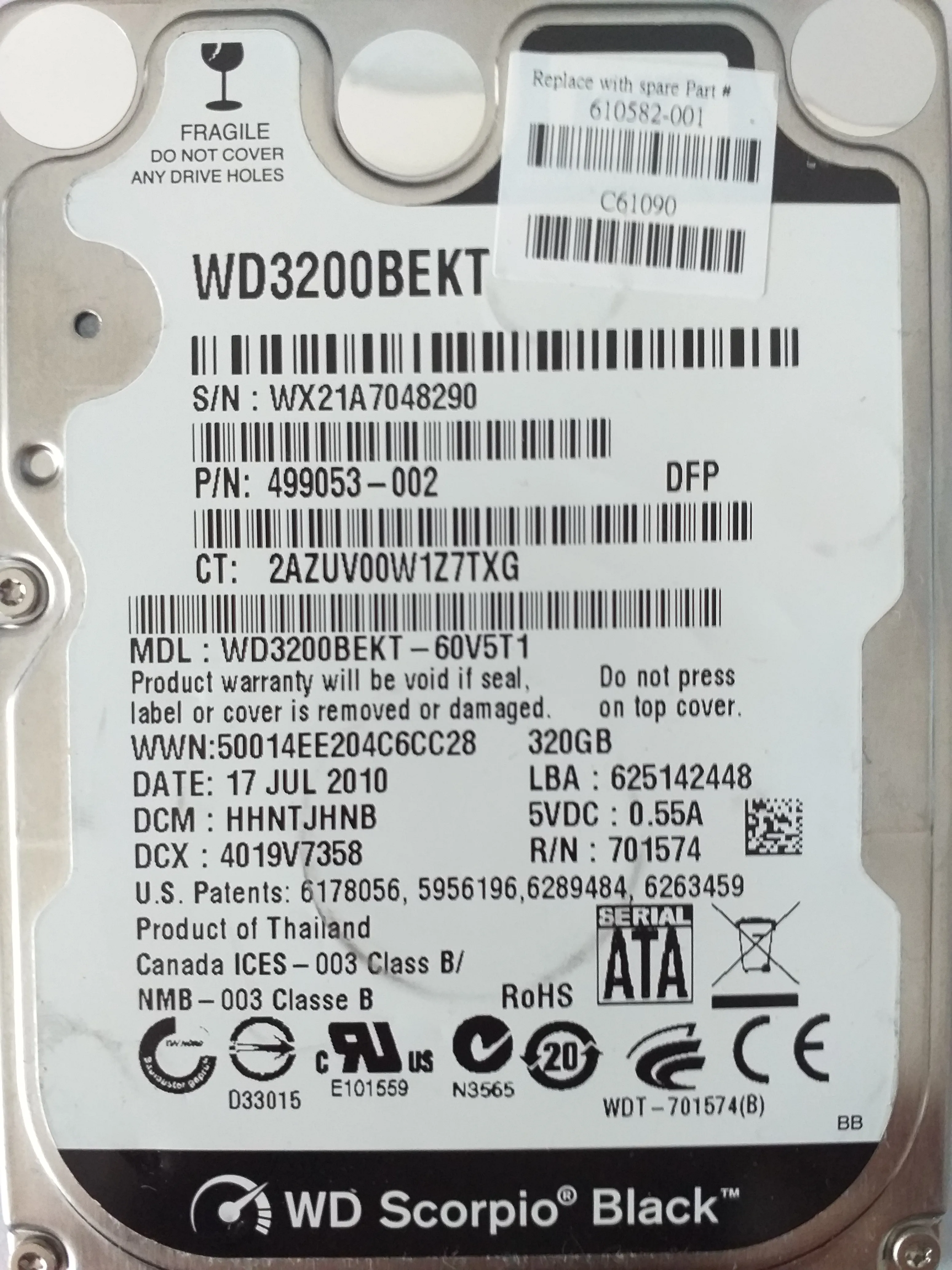 WD3200BEKT-60V5T1