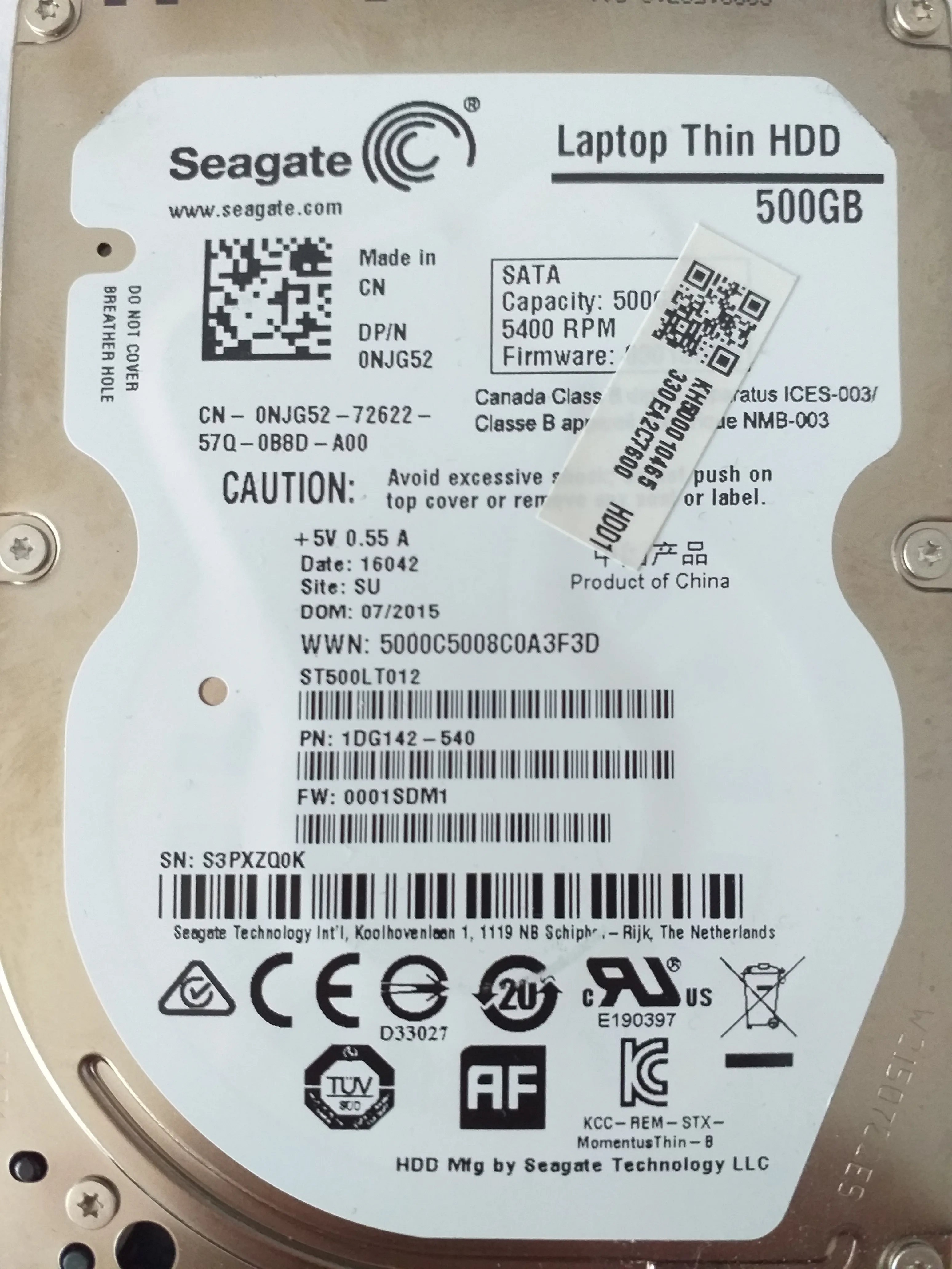 Seagate ST500LT012 S/N S3PXZQ0K