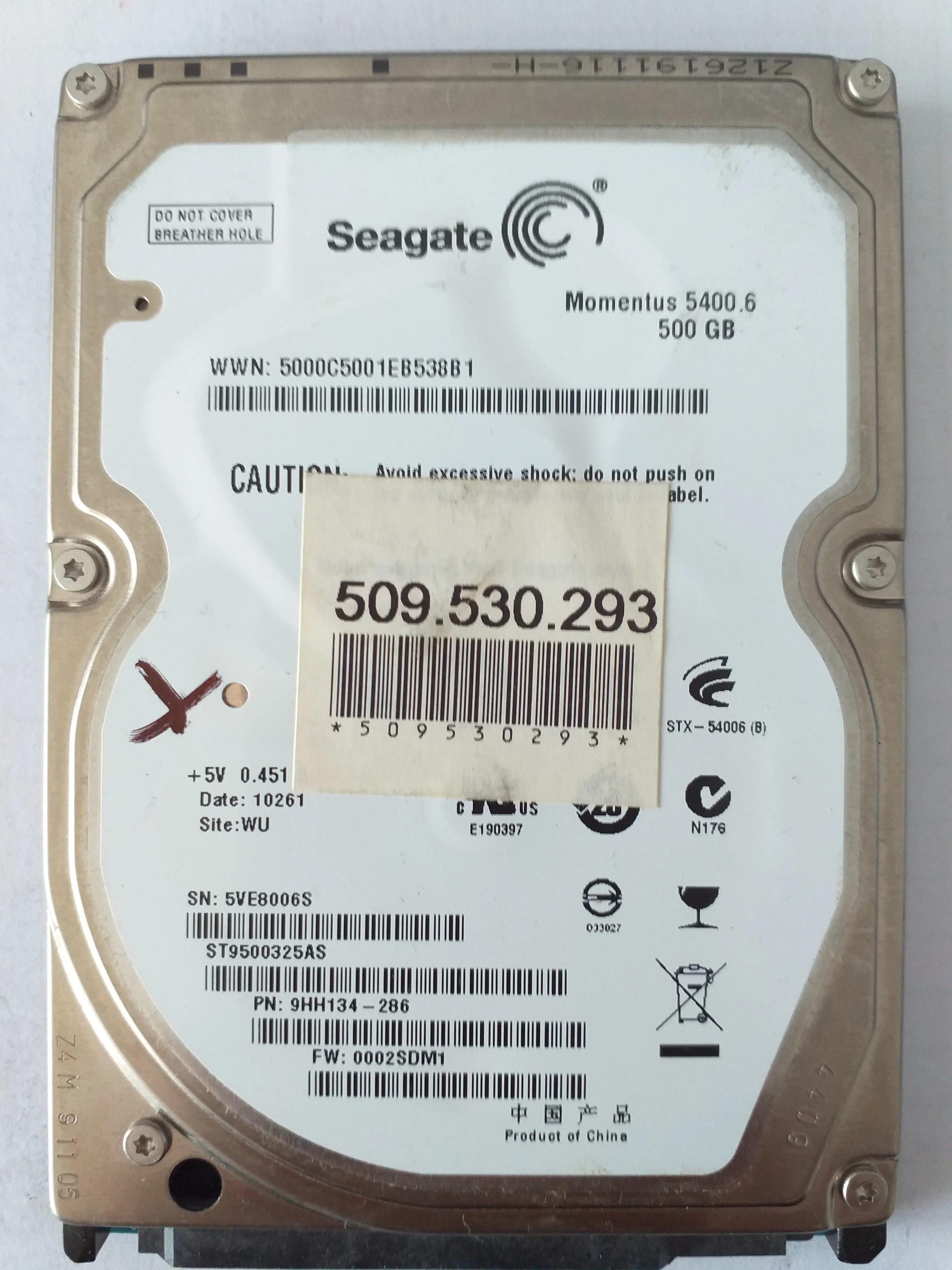 Seagate ST9500325AS S/N 5VE8006S