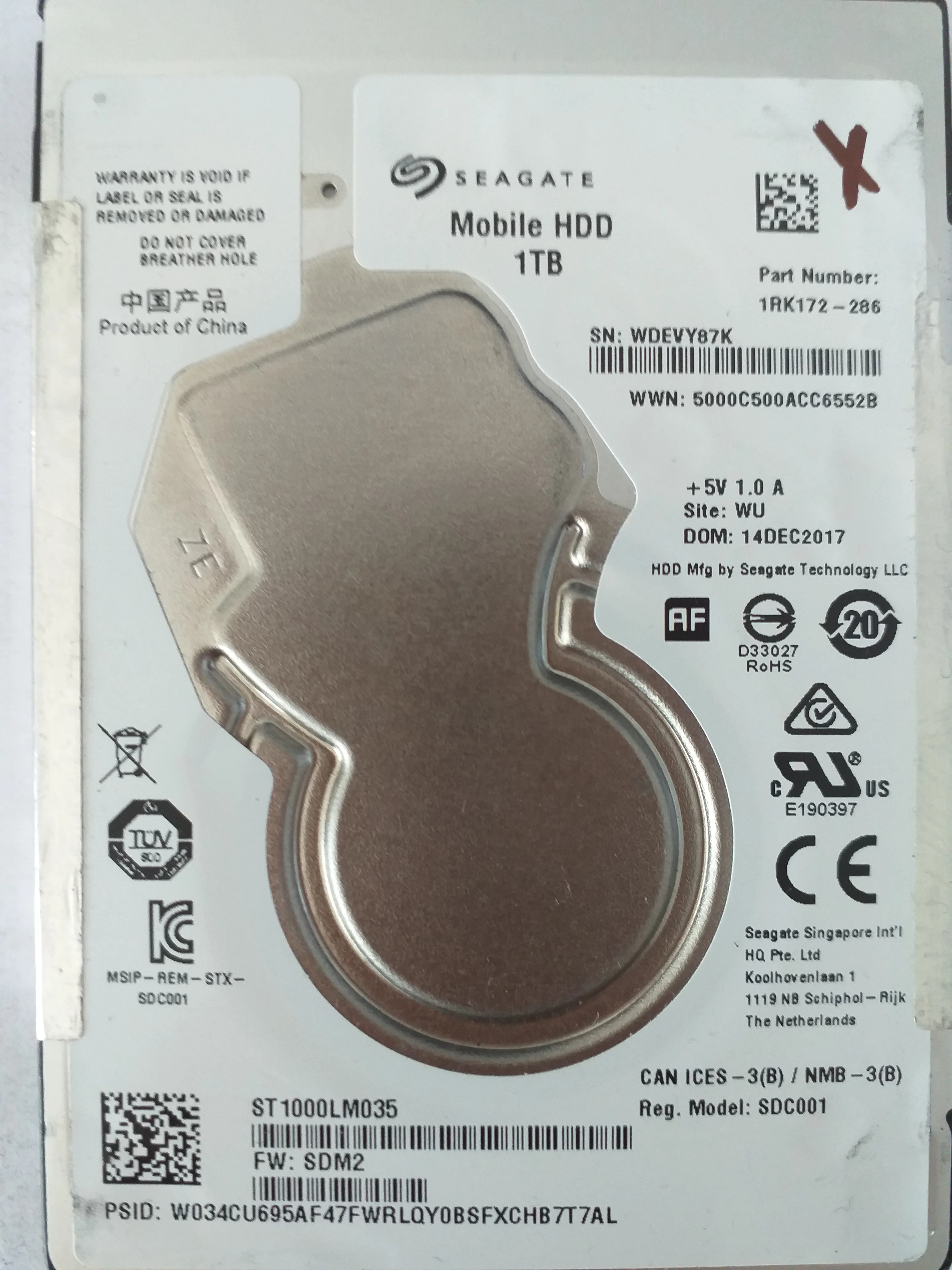 Seagate ST1000LM035 S/N WDEVY87K