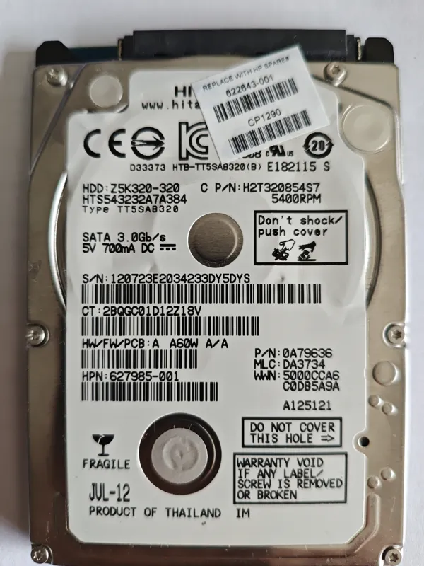 Hitachi HTS543232A7A384 S/N 120723E20343233DY5DYS