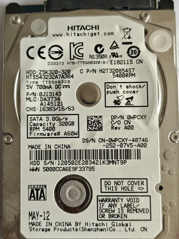 Hitachi HTS543232A7A384 S/N 120502E203421K3MNT9P
