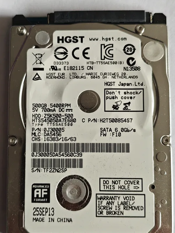 Hitachi HTS545050A7E680 S/N TF22N2SP