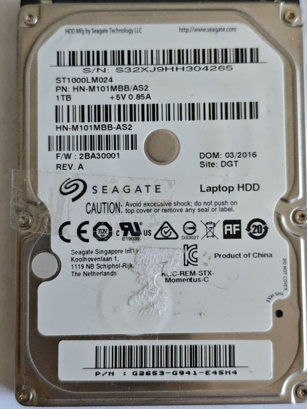 Seagate ST1000LM024 S/N S32XJ9HH304265