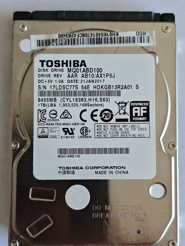 Toshiba MQ01ABD100 S/N 17LDSC77S