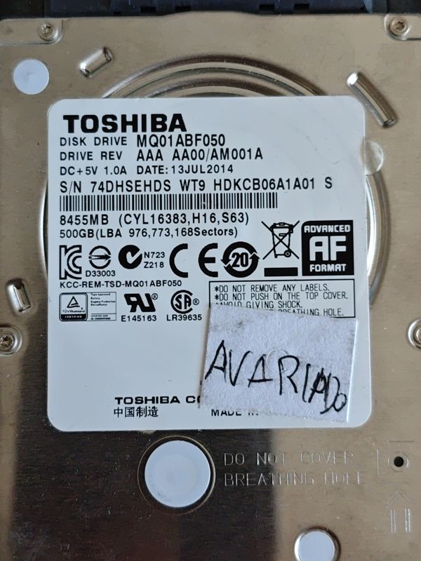 Toshiba MQ01ABF050 S/N 74DHSEHDS