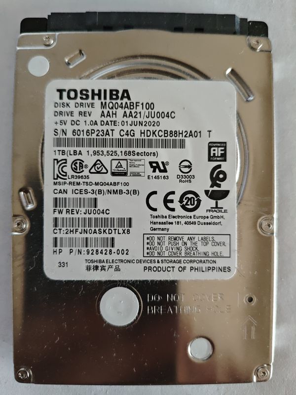 Toshiba MQ04ABF100 S/N 6016P23AT