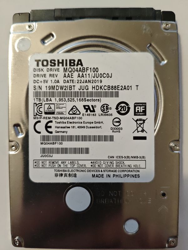 Toshiba MQ04ABF100 S/N 19MDW2IBT