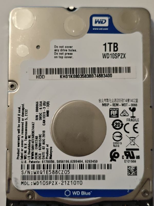 Western Digital WD10SPZX-21Z10T0 S/N WXQ1E588CZ05