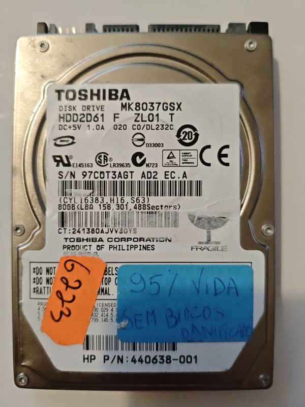 Toshiba MK8037GSX S/N 97CDT3AGT