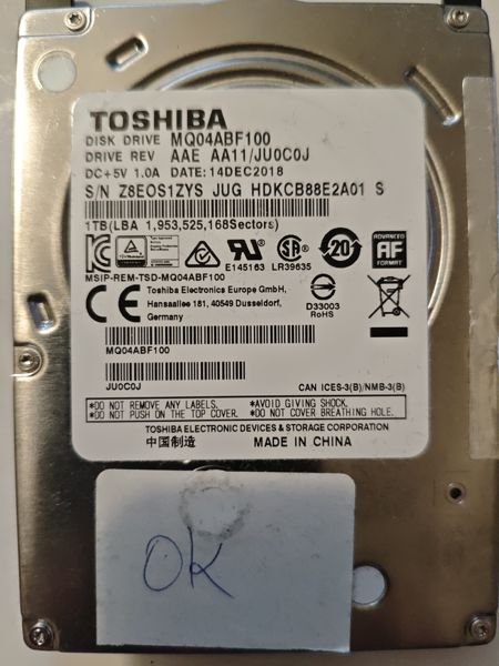 Toshiba MQ04ABF100 S/N Z8EOS1ZYS