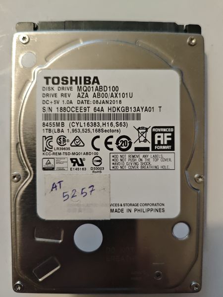 Toshiba MQ01ABD100 S/N 188OCEE9T