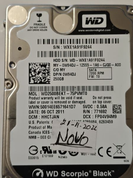 WD2500BEKT-75PVMT0