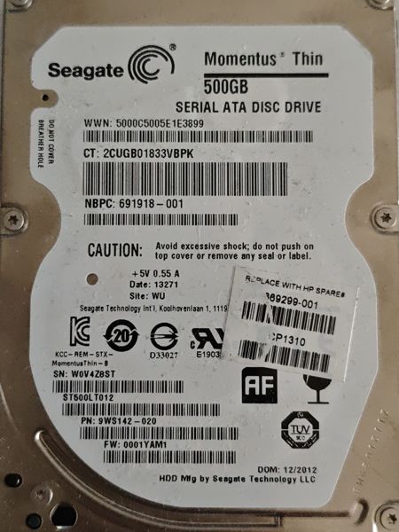 Seagate ST500LT012 S/N W0V4Z8ST