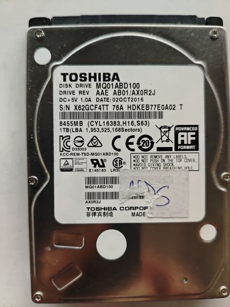 Toshiba MQ01ABD100 S/N X62GCF4TT