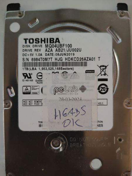 Toshiba MQ04UBF100 S/N 6984T0M7T