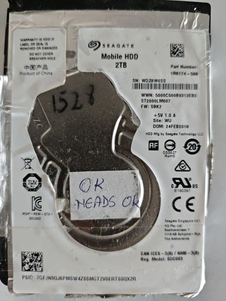Seagate ST2000LM007 S/N WDZ8W6SS