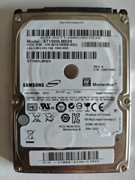 Samsung ST1000LM024 S/N S2TTJ9BC907536