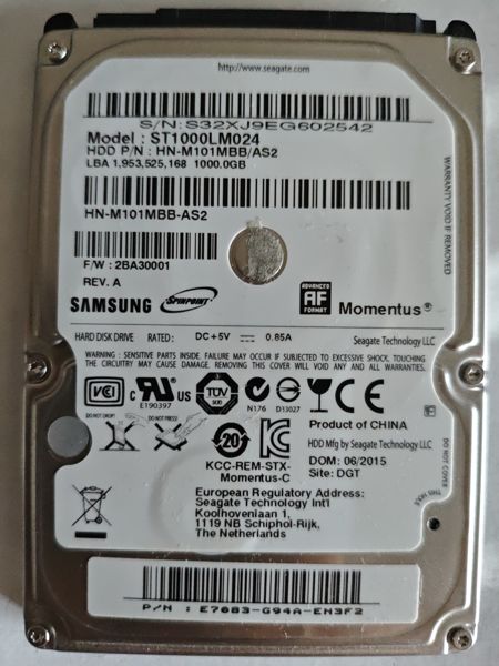 Samsung ST1000LM024 S/N S32XJ9EG602542