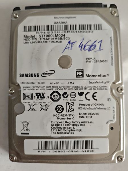 Samsung ST1000LM024 S/N S32HJ9BG106083