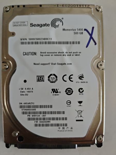 Seagate ST9500325AS S/N 6VE6RZY2