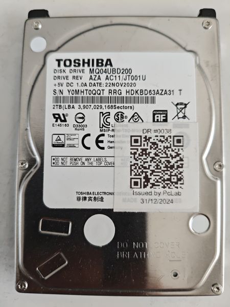 Fotografia dador Toshiba MQ04UBD200 SN Y0MHT0QQT