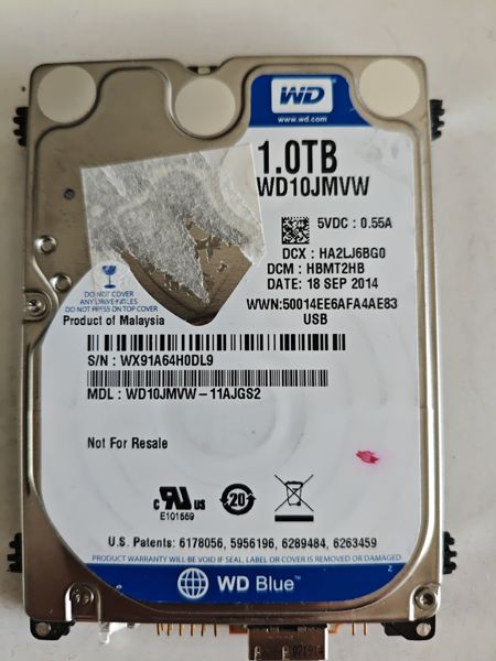 Western Digital WD10JMVW-11AJGS2 S/N WX91A64H0DL9