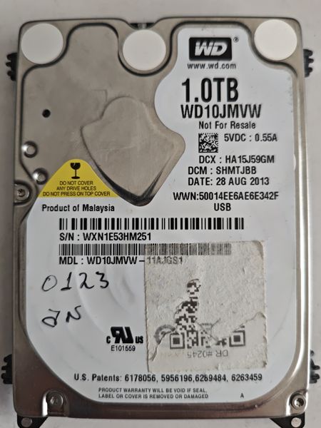 Fotografia dador Western Digital WD10JMVW-11AJGS1 SN WXN1E53HM251